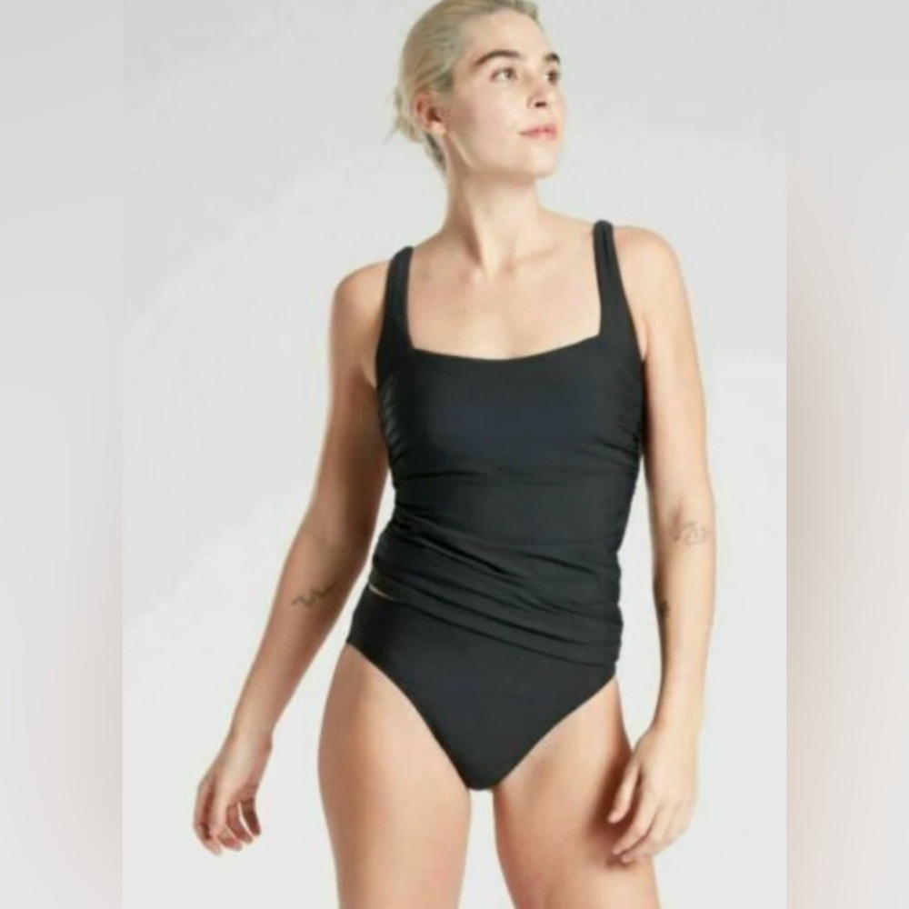 NWT Atheleta Square Neck Black Bra Tankini Swim Top size 38D/DD